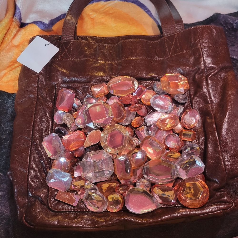 Rare Vintage MARC JACOBS leather tote with crystal facets